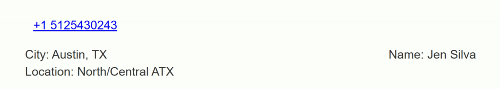 A screenshot of a MegaPersonals ad with Jen's info.